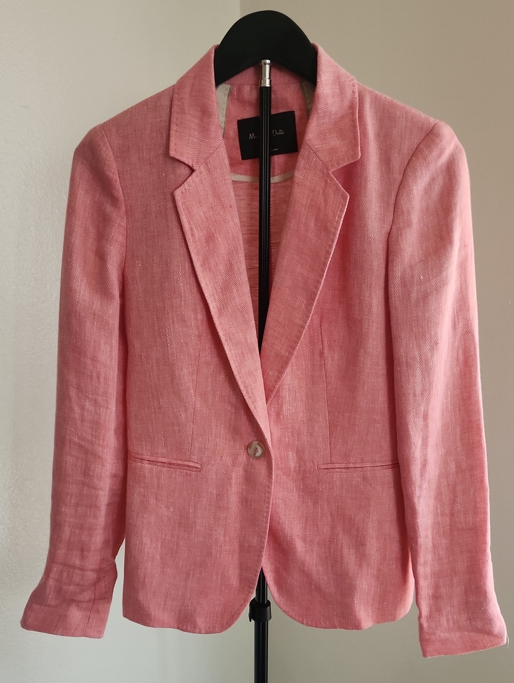 Massimo Dutti Pink Linen Blazer Size 4 Tailored Quiet Luxury